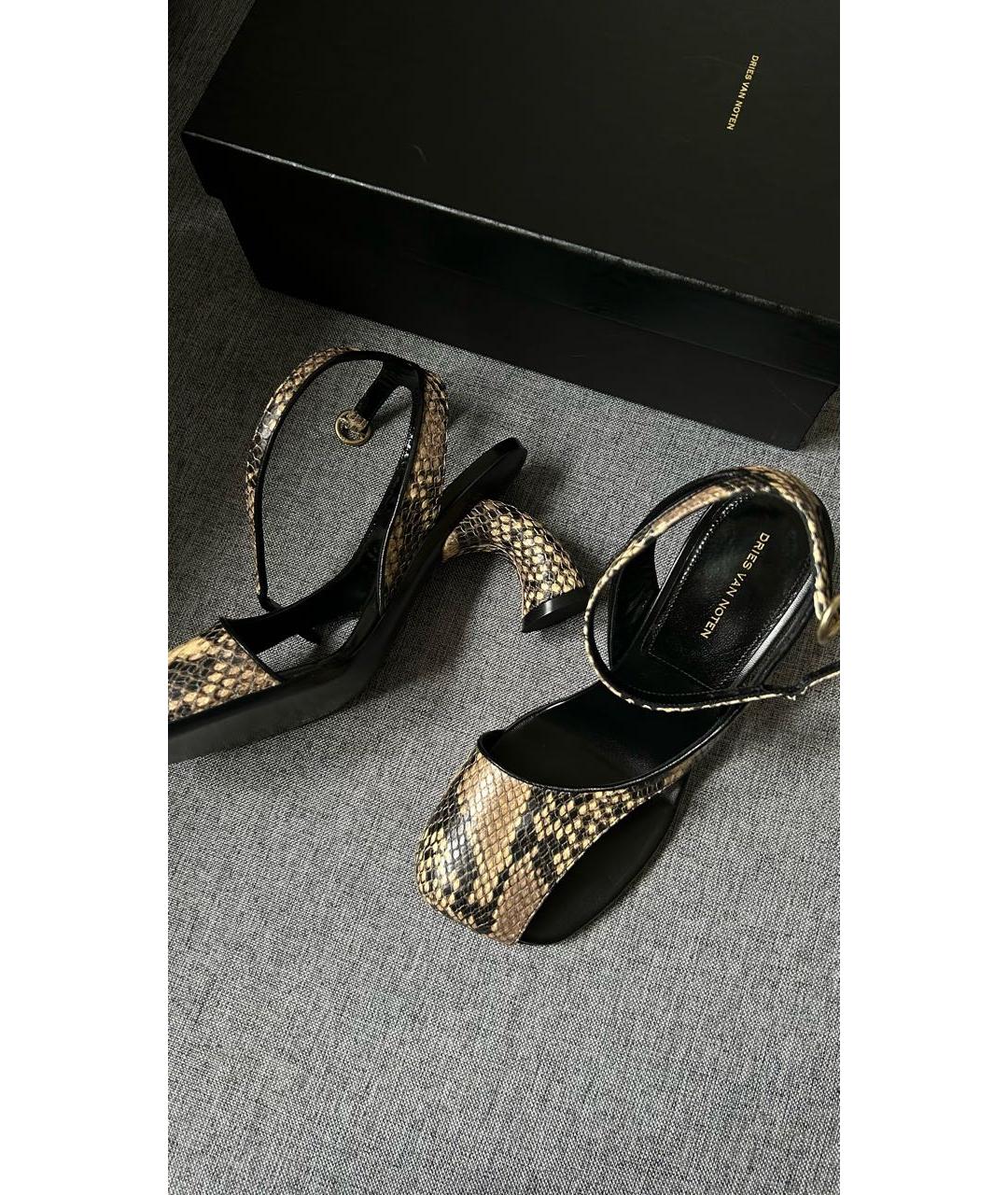 DRIES VAN NOTEN Бежевые кожаные босоножки, фото 5
