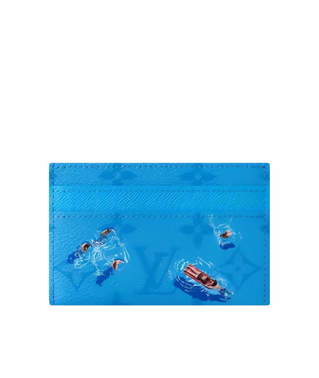 LOUIS VUITTON Голубой кожаный кардхолдер, фото 1