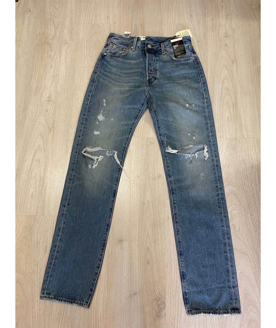 LEVI'S Голубые хлопковые прямые джинсы, фото 5