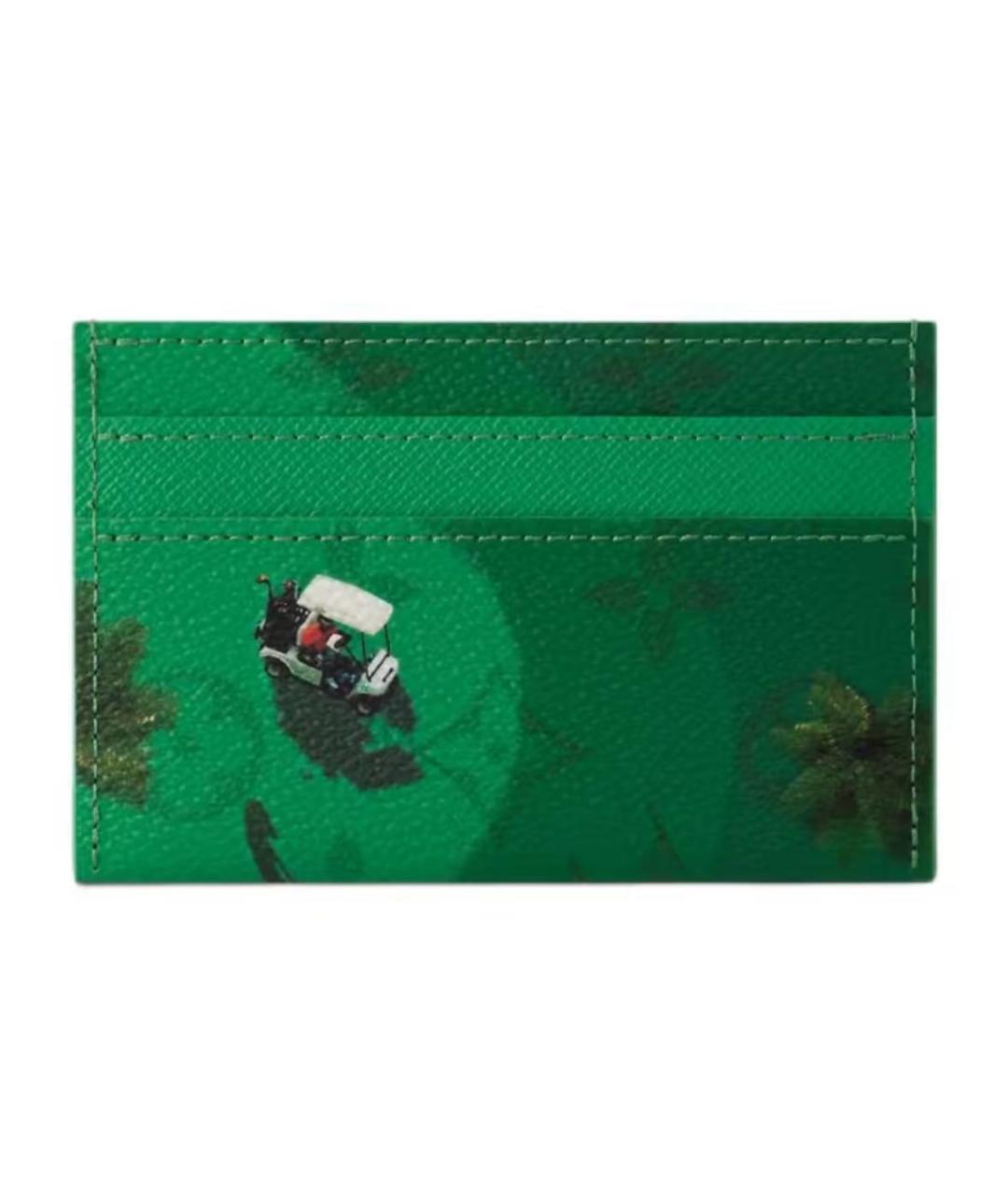 LOUIS VUITTON Зеленый кожаный кардхолдер, фото 2