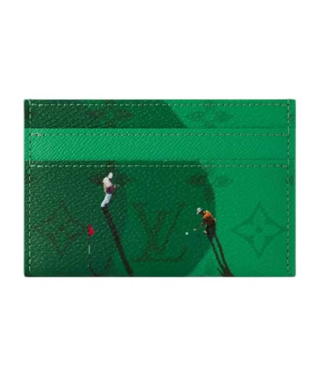 LOUIS VUITTON Зеленый кожаный кардхолдер, фото 6