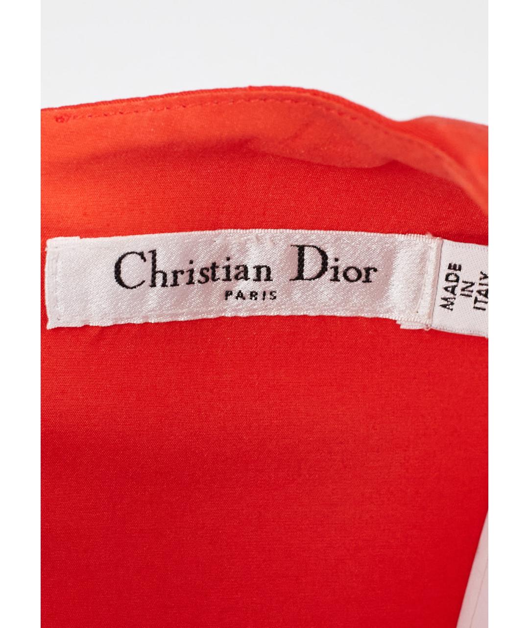 CHRISTIAN DIOR Красное хлопковое повседневное платье, фото 5