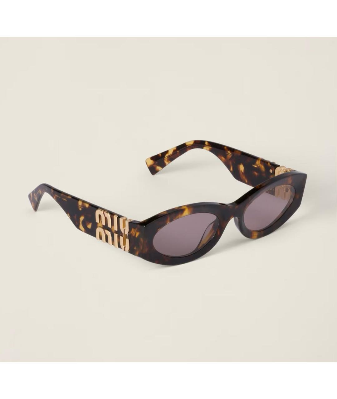 MIU MIU Коричневые пластиковые солнцезащитные очки, фото 2