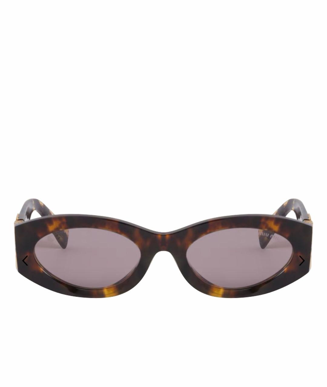 MIU MIU Коричневые пластиковые солнцезащитные очки, фото 1