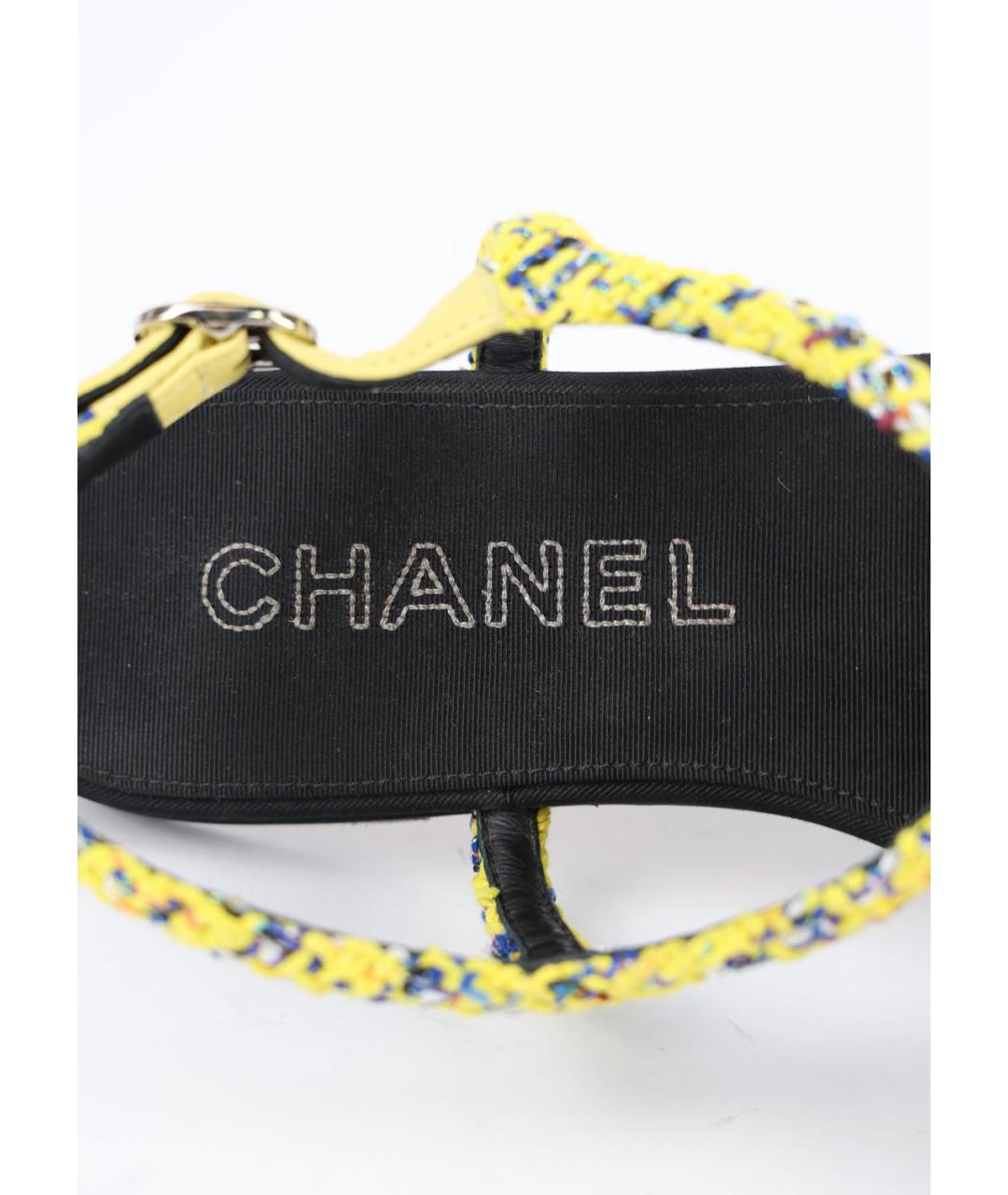CHANEL Черные текстильные сандалии, фото 5