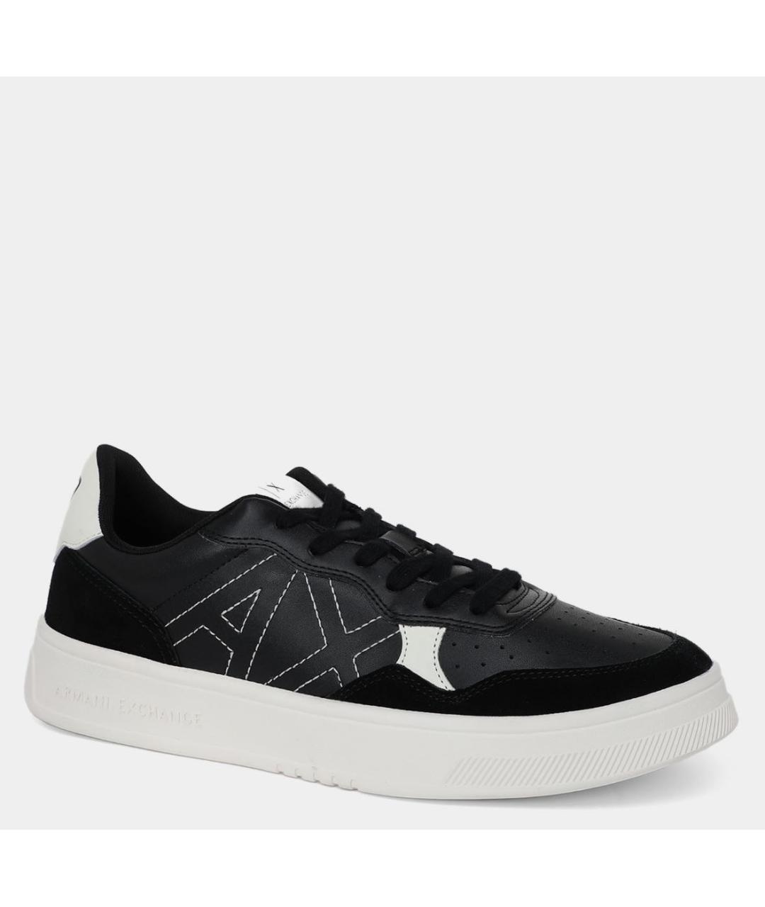 ARMANI EXCHANGE Черные низкие кроссовки / кеды из экзотической кожи, фото 2