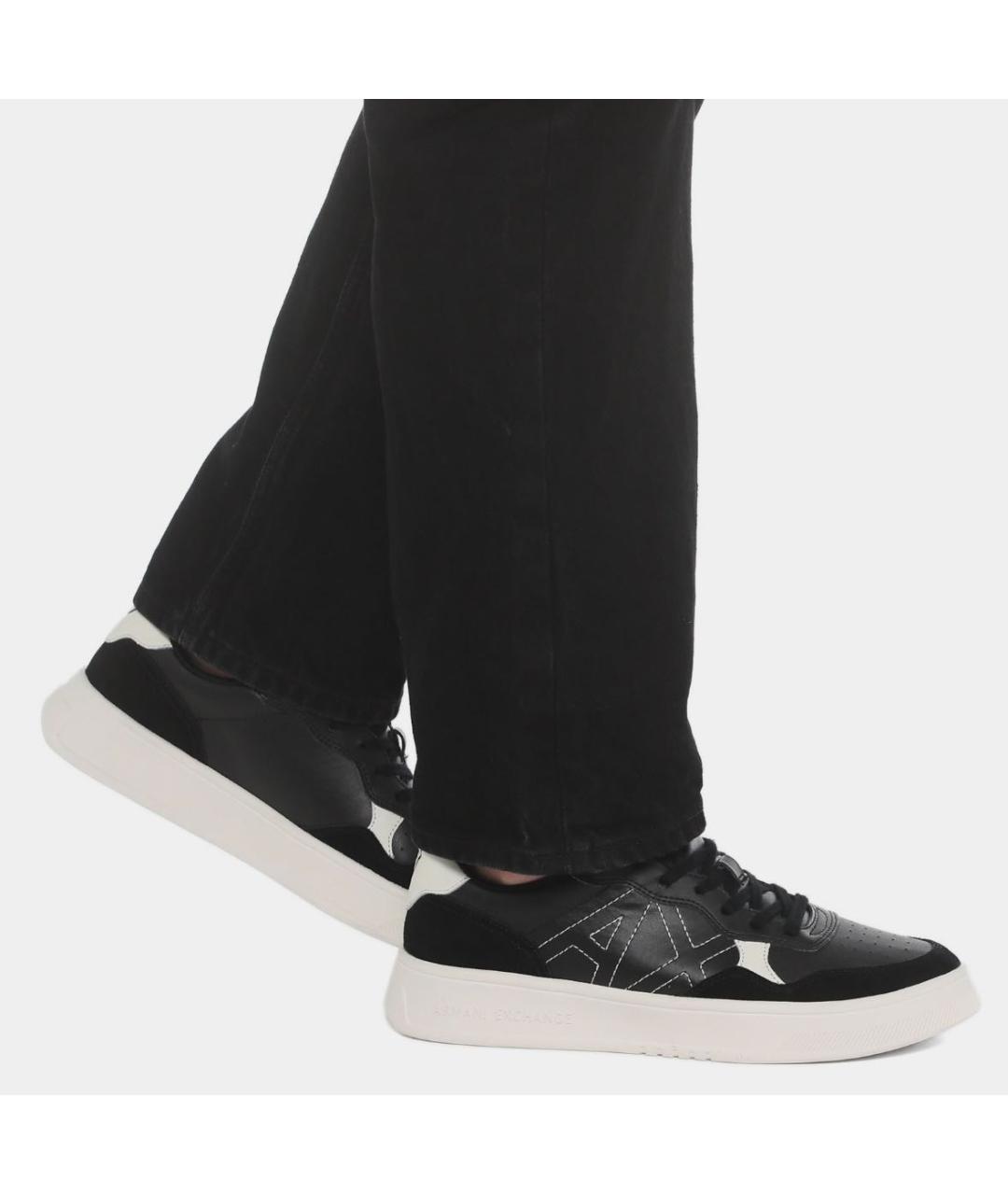 ARMANI EXCHANGE Черные низкие кроссовки / кеды из экзотической кожи, фото 5