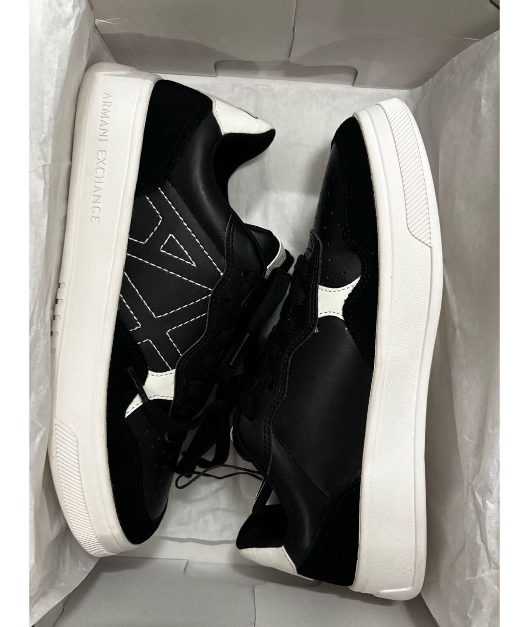 ARMANI EXCHANGE Черные низкие кроссовки / кеды из экзотической кожи, фото 8