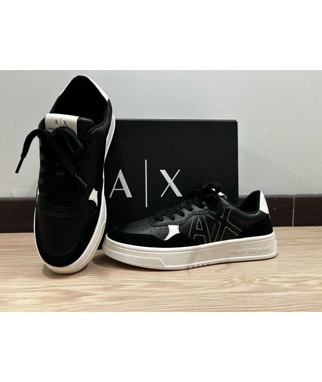 ARMANI EXCHANGE Черные низкие кроссовки / кеды из экзотической кожи, фото 7