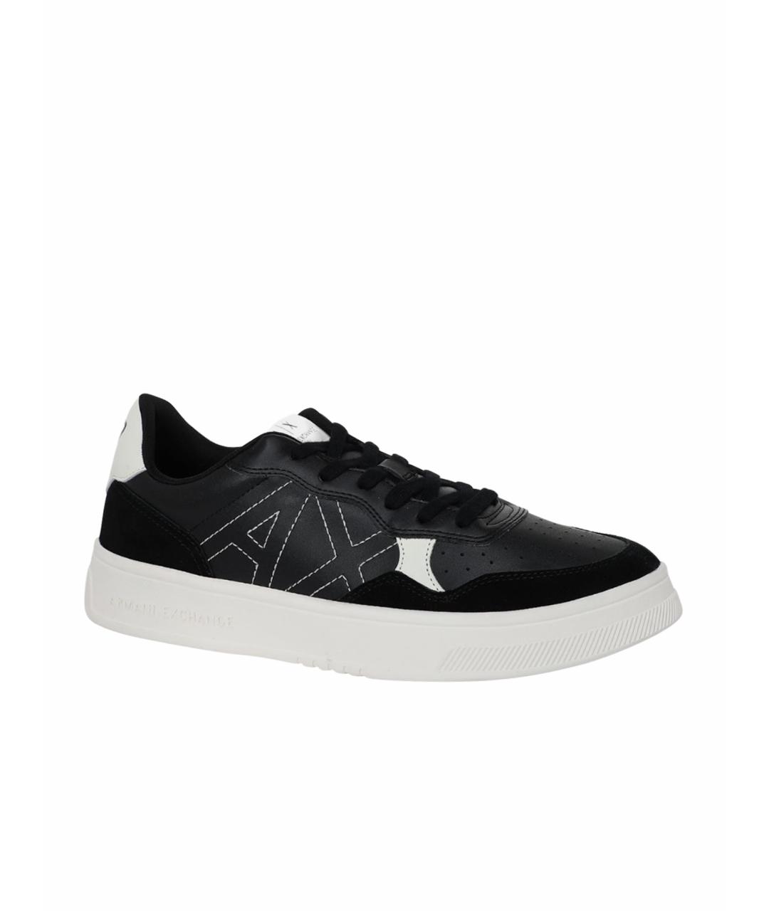 ARMANI EXCHANGE Черные низкие кроссовки / кеды из экзотической кожи, фото 1