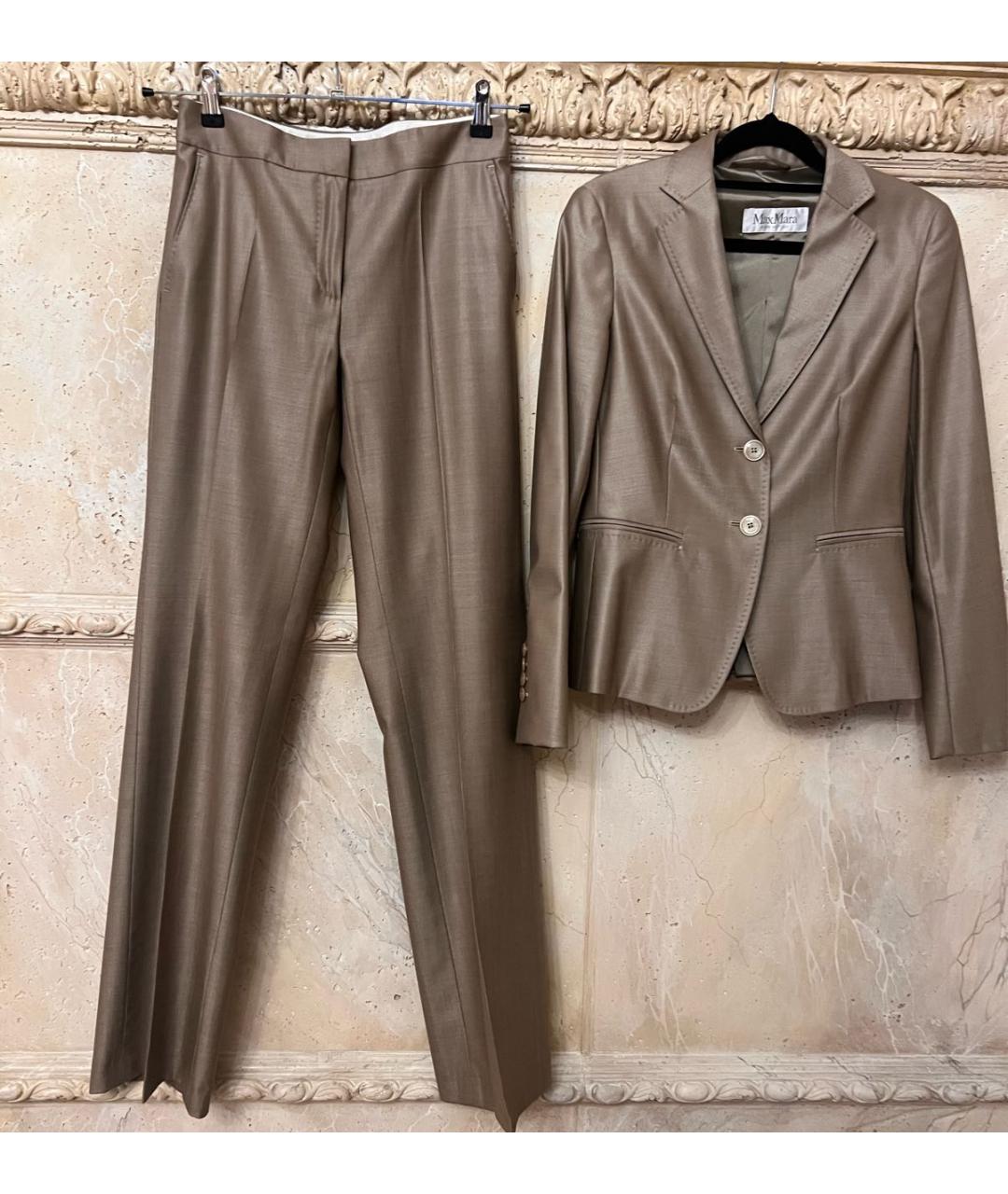 MAX MARA Золотой шелковый костюм с брюками, фото 9