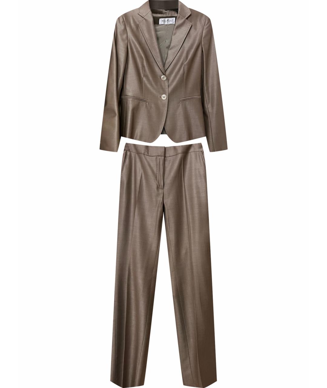 MAX MARA Золотой шелковый костюм с брюками, фото 1