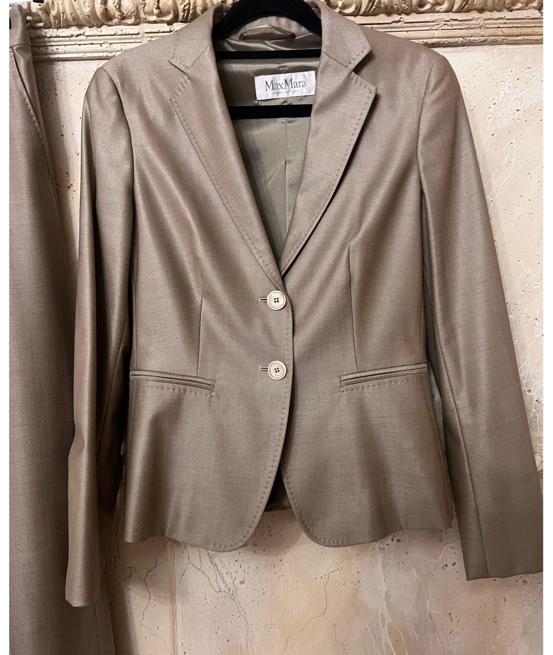 MAX MARA Золотой шелковый костюм с брюками, фото 2