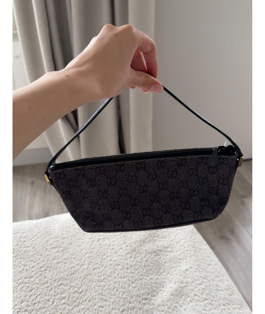 GUCCI Черная тканевая сумка с короткими ручками, фото 3