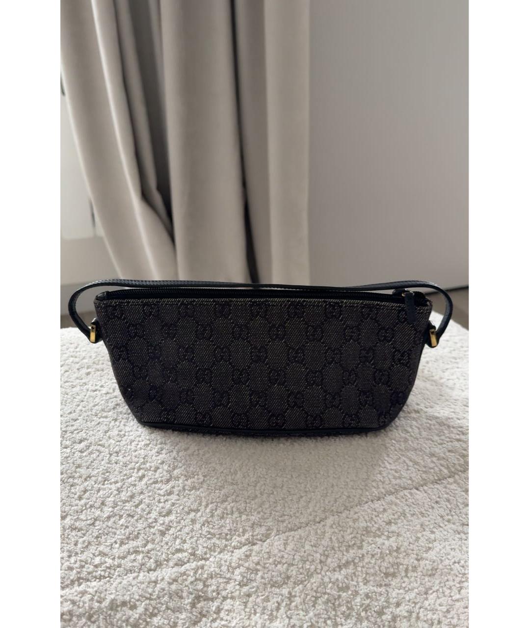 GUCCI Черная тканевая сумка с короткими ручками, фото 6
