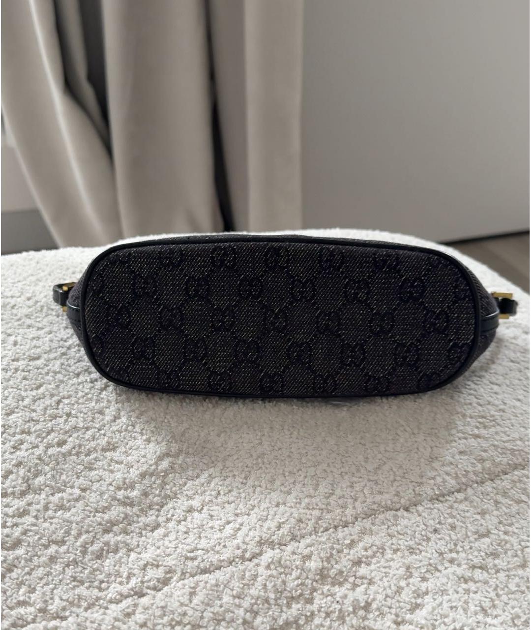 GUCCI Черная тканевая сумка с короткими ручками, фото 5