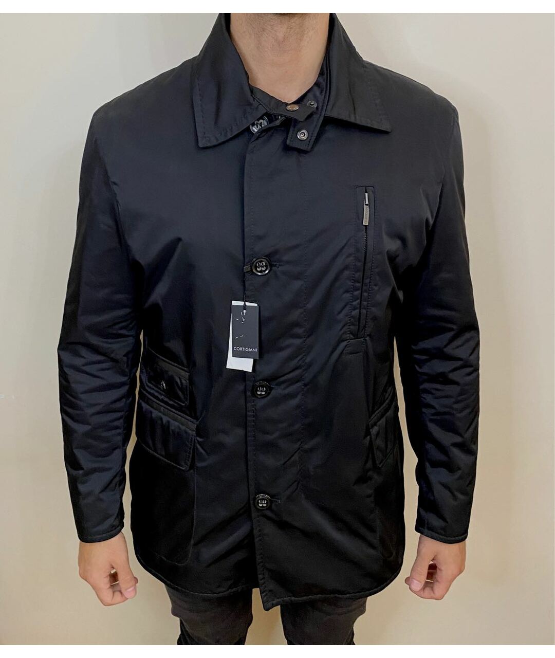 CORTIGIANI Черная полиэстеровая куртка, фото 9