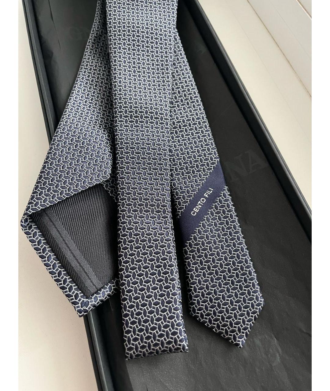 ZEGNA Серебрянный шелковый галстук, фото 7