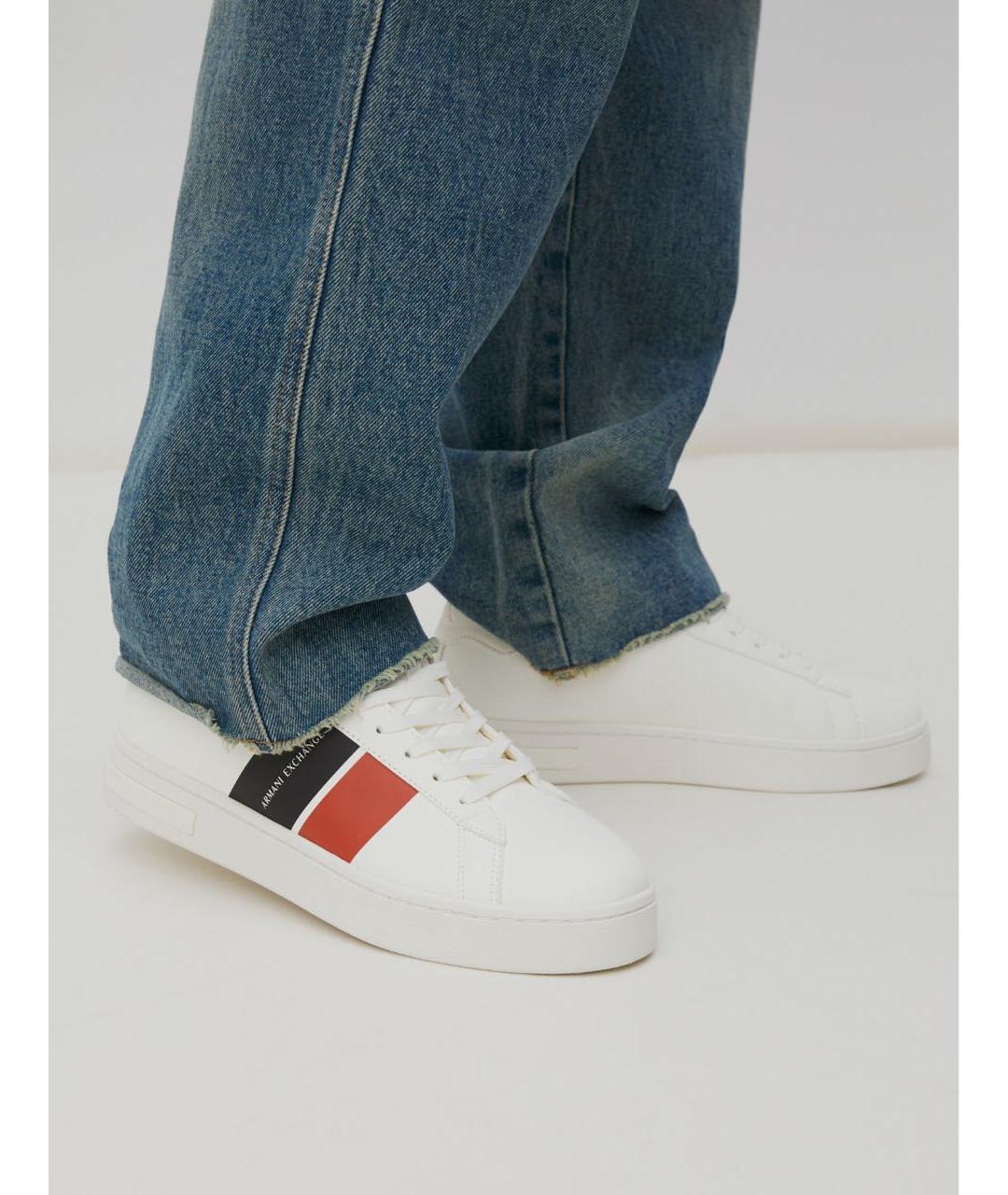 ARMANI EXCHANGE Белые низкие кроссовки / кеды из экзотической кожи, фото 5