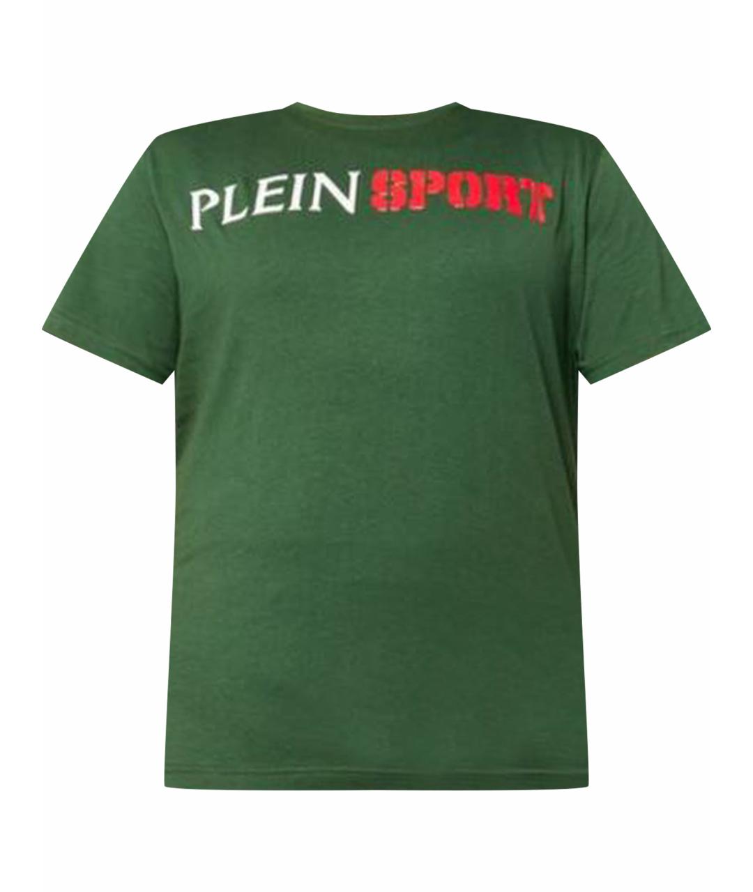 PLEIN SPORT Зеленая хлопковая футболка, фото 1