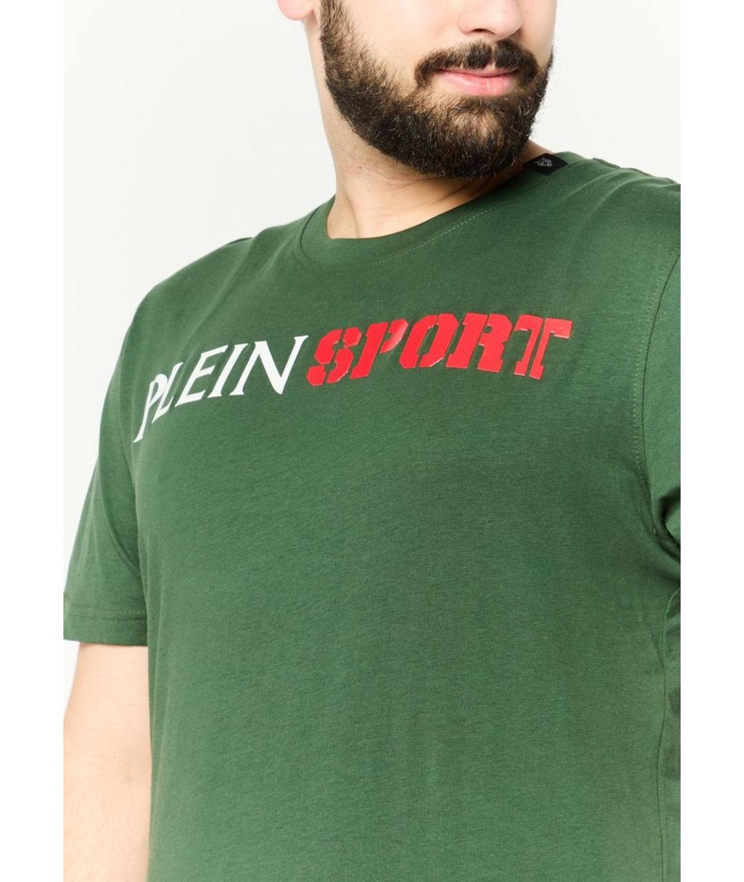 PLEIN SPORT Зеленая хлопковая футболка, фото 7