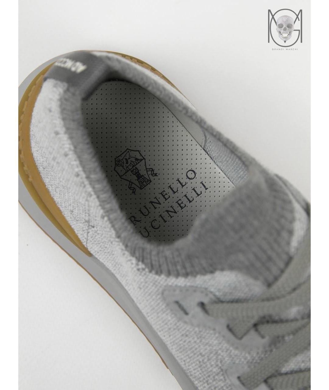 BRUNELLO CUCINELLI Серые текстильные низкие кроссовки / кеды, фото 3