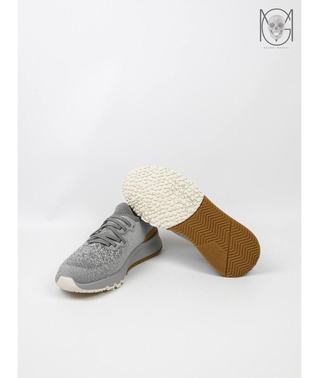 BRUNELLO CUCINELLI Серые текстильные низкие кроссовки / кеды, фото 6