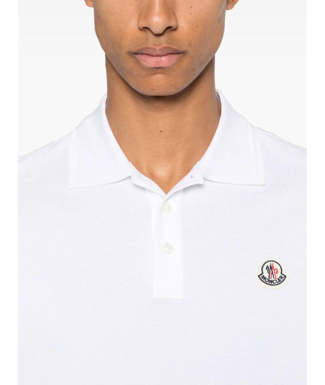 MONCLER Белое хлопковое поло с коротким рукавом, фото 2
