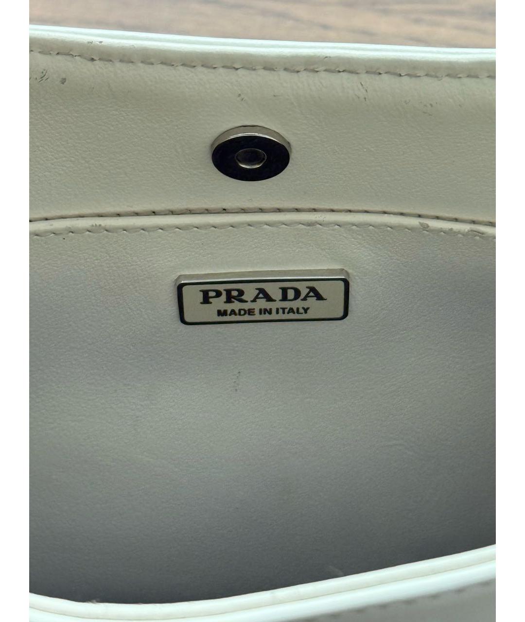PRADA Белая кожаная сумка с короткими ручками, фото 4