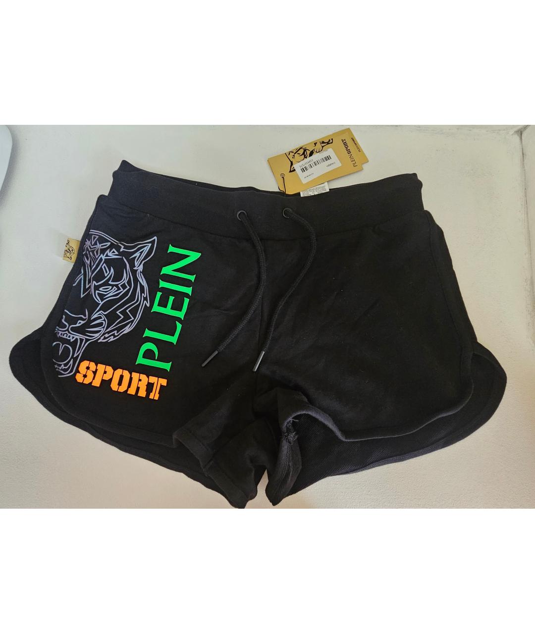 PLEIN SPORT Черные хлопковые шорты, фото 2