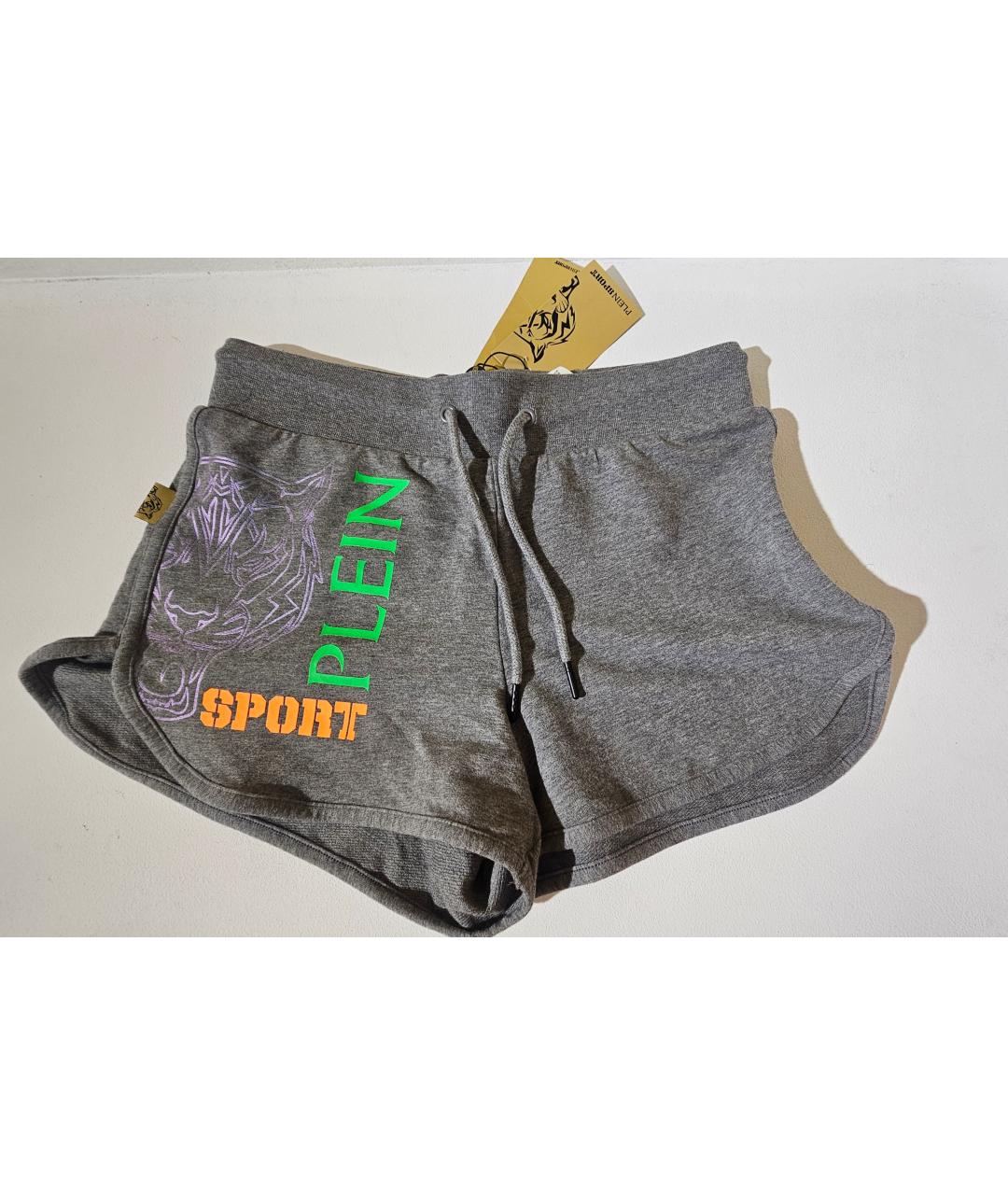 PLEIN SPORT Серые хлопковые шорты, фото 2