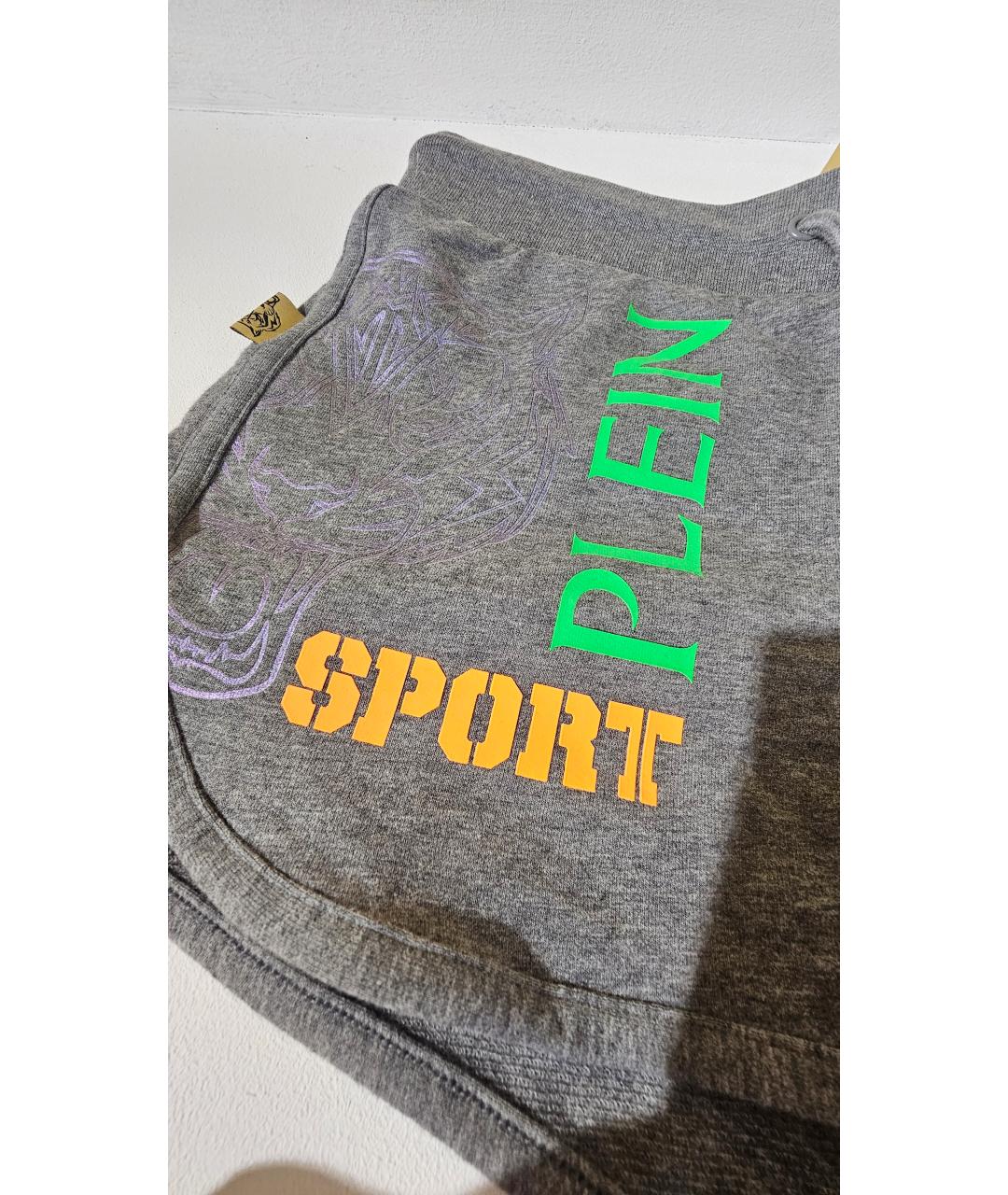 PLEIN SPORT Серые хлопковые шорты, фото 4