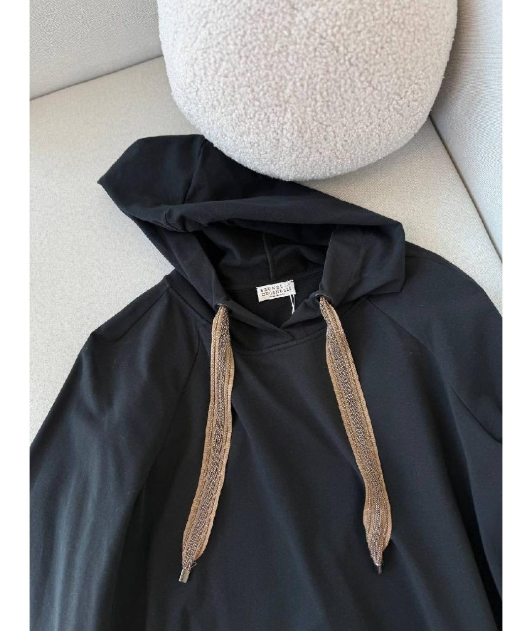 BRUNELLO CUCINELLI Черное хлопко-эластановое повседневное платье, фото 5