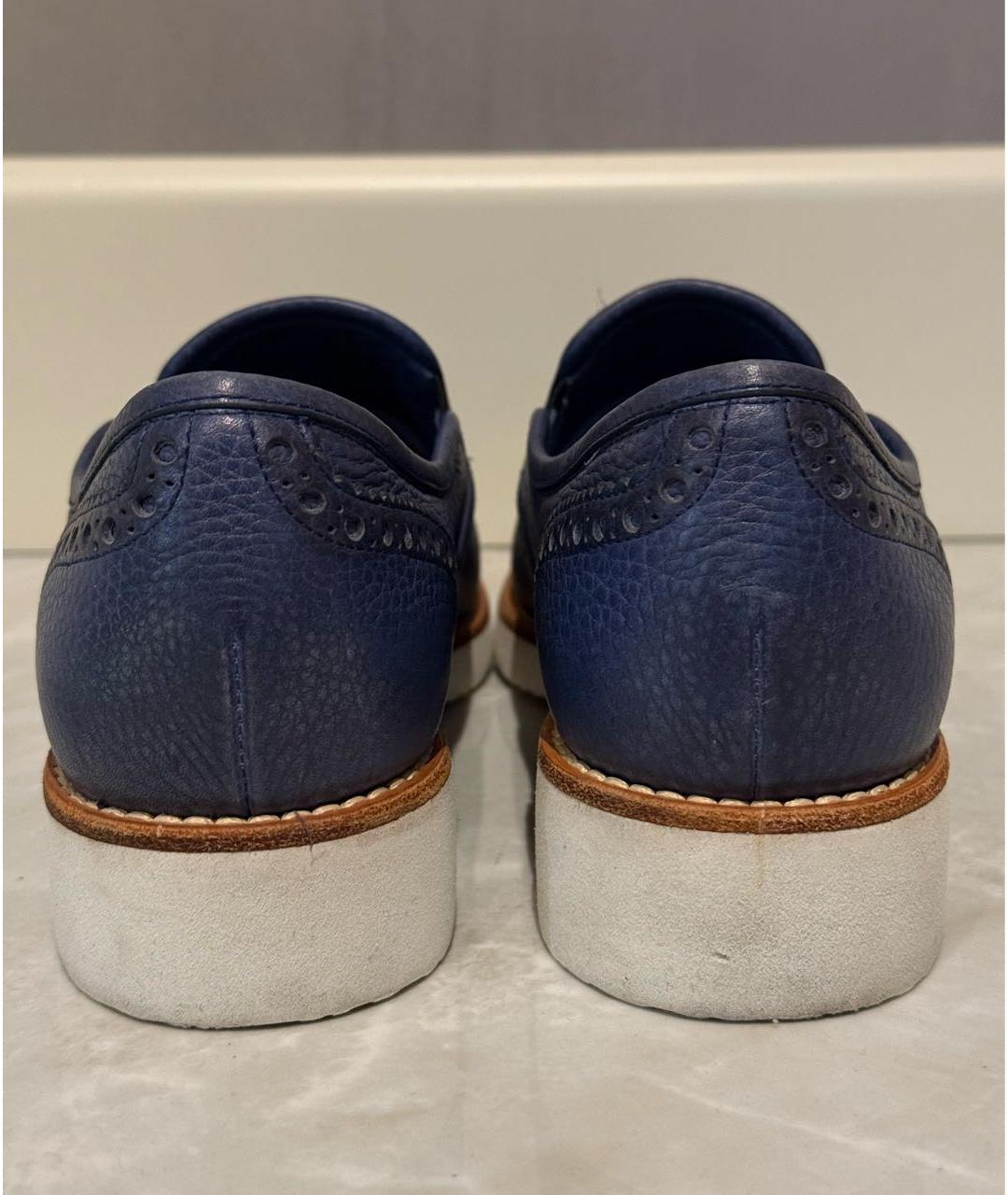 SANTONI Темно-синие кожаные лоферы, фото 4