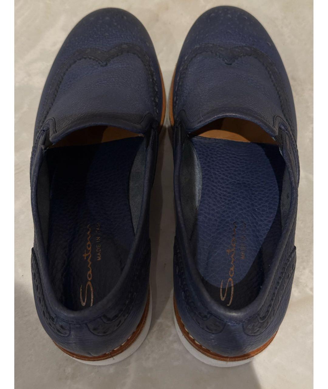 SANTONI Темно-синие кожаные лоферы, фото 3