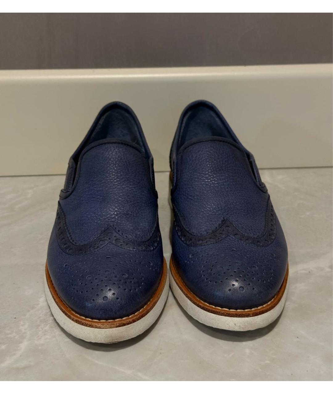 SANTONI Темно-синие кожаные лоферы, фото 2