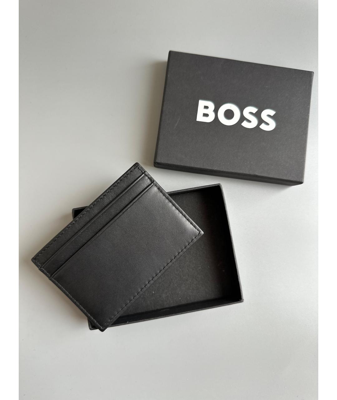 HUGO BOSS Черная кожаная визитница, фото 4