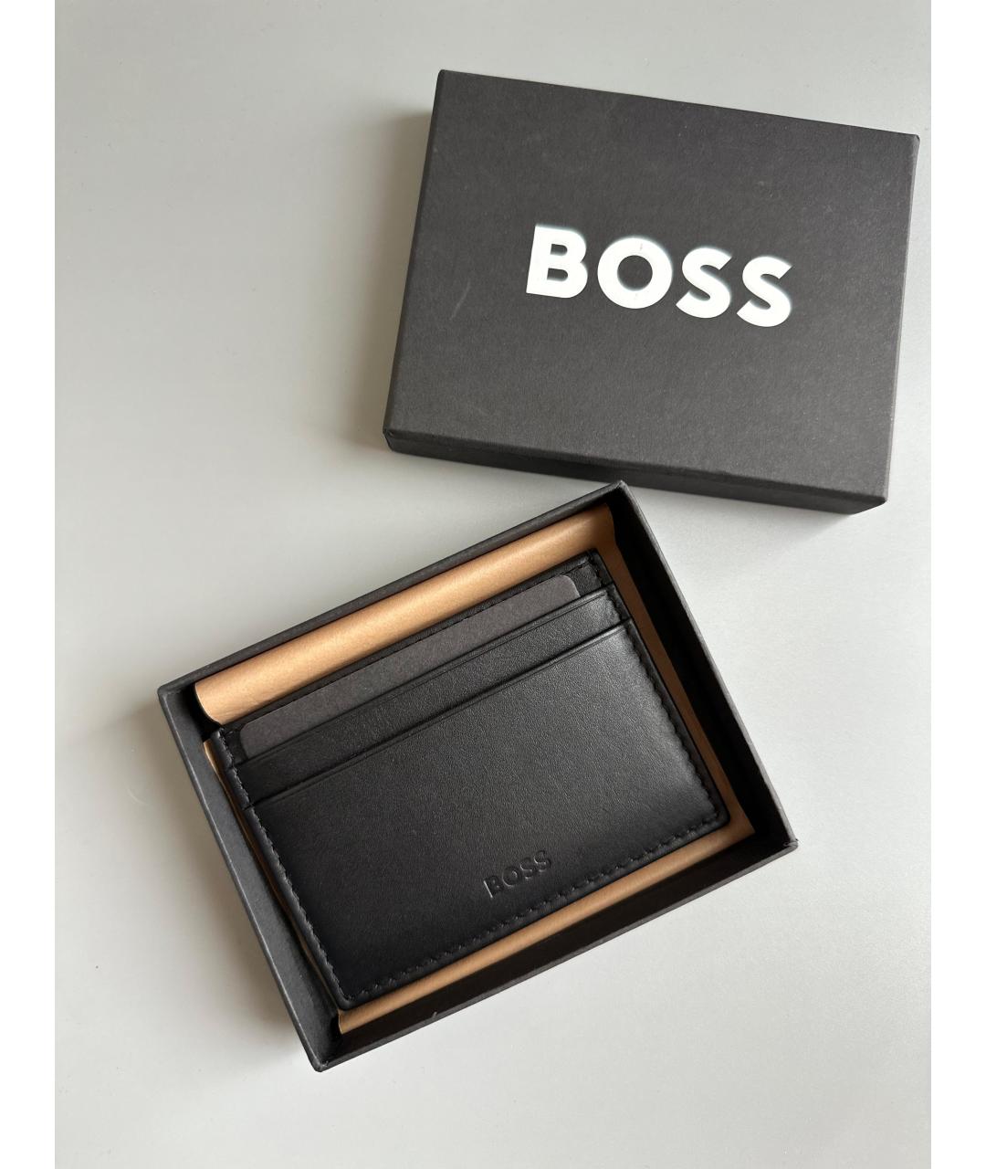 HUGO BOSS Черная кожаная визитница, фото 3