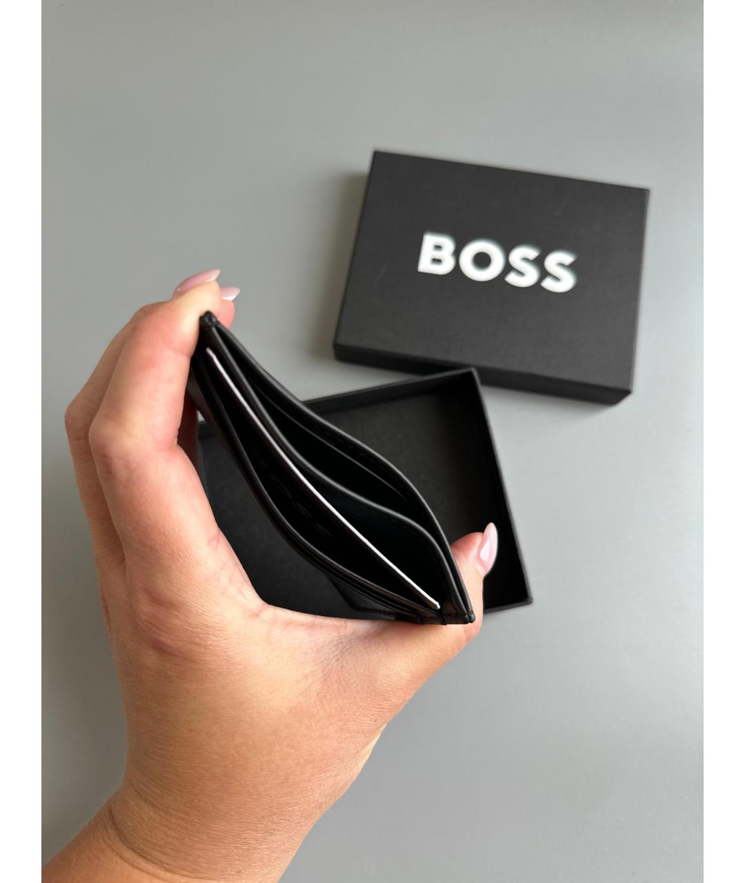 HUGO BOSS Черная кожаная визитница, фото 7