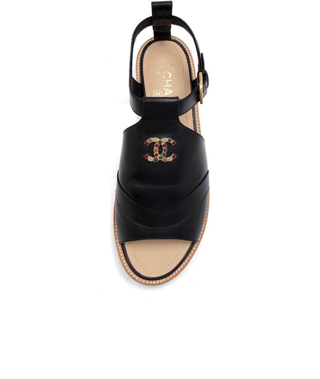 CHANEL Черные кожаные сандалии, фото 4