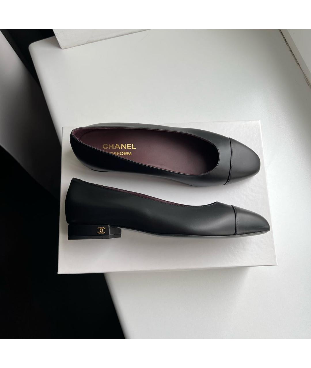 CHANEL Черные кожаные балетки, фото 5