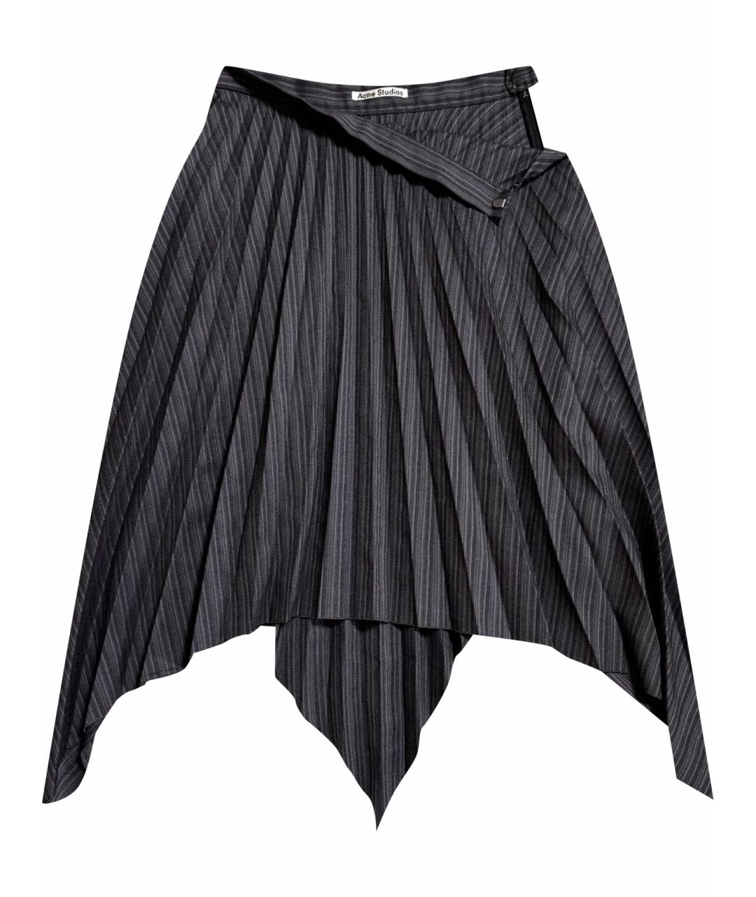 ACNE STUDIOS Антрацитовая шерстяная юбка миди, фото 1