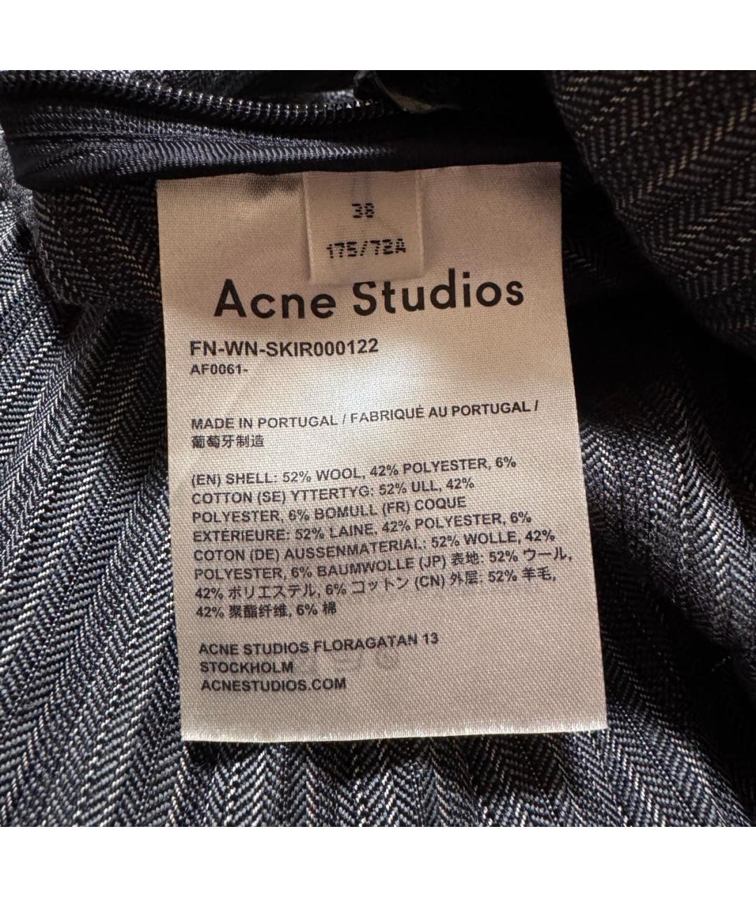 ACNE STUDIOS Антрацитовая шерстяная юбка миди, фото 5