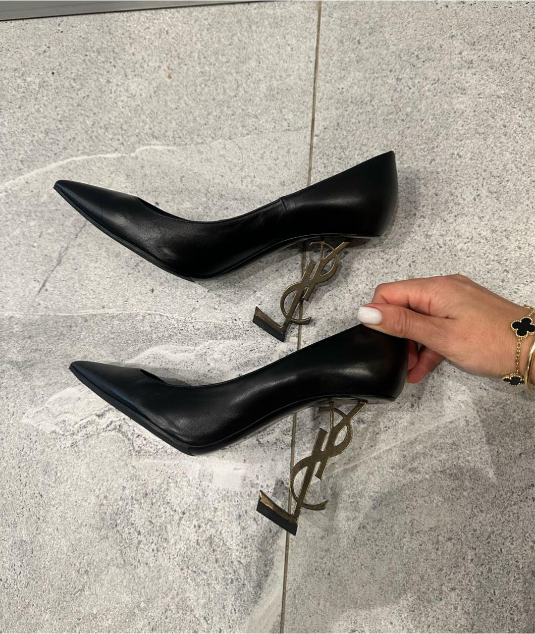SAINT LAURENT Черные кожаные туфли, фото 2