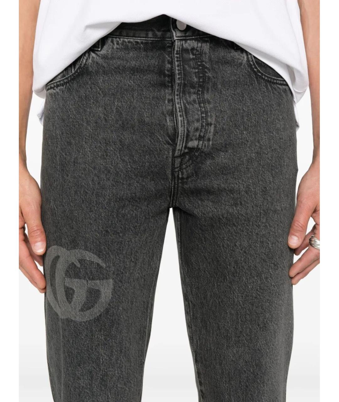 GUCCI Антрацитовые хлопковые прямые джинсы, фото 4