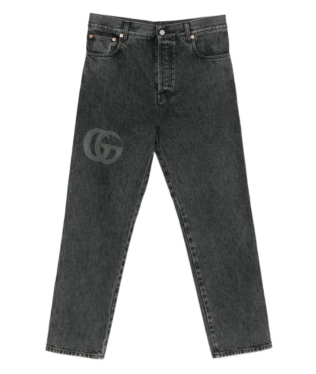 GUCCI Антрацитовые хлопковые прямые джинсы, фото 1
