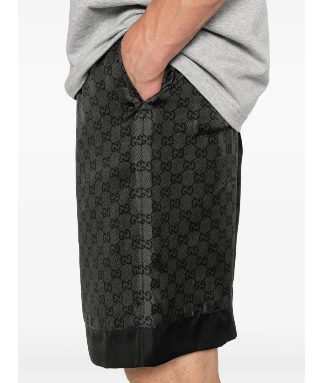 GUCCI Антрацитовые шелковые шорты, фото 3