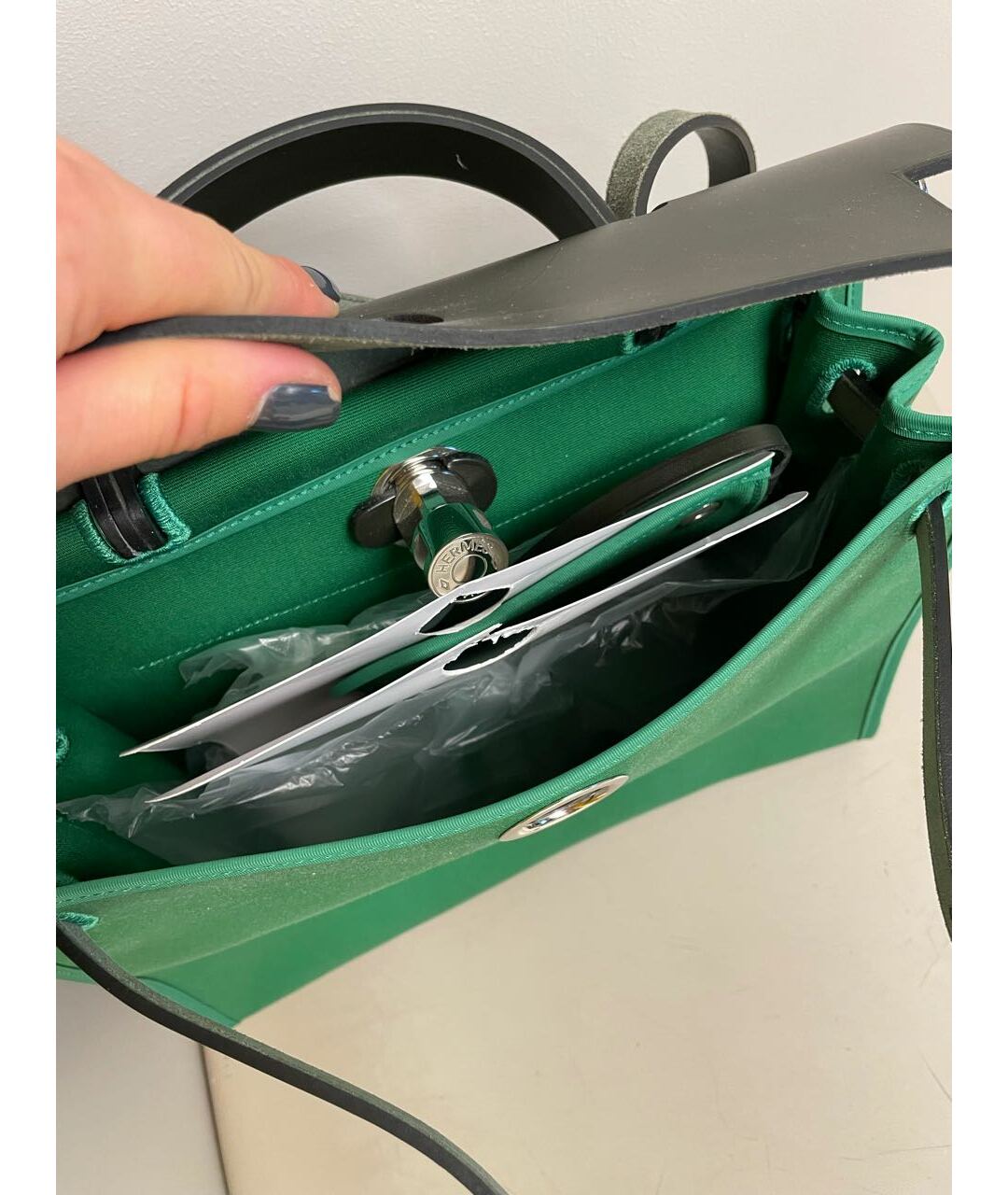 HERMES PRE-OWNED Зеленая сумка тоут, фото 5