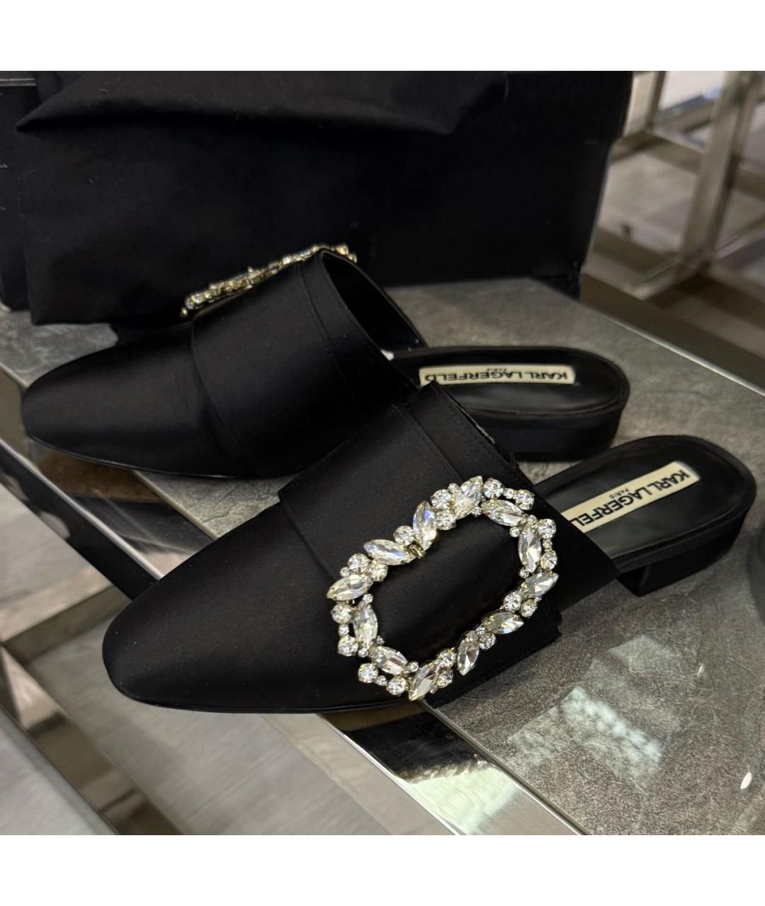 KARL LAGERFELD Черные текстильные мюли, фото 3