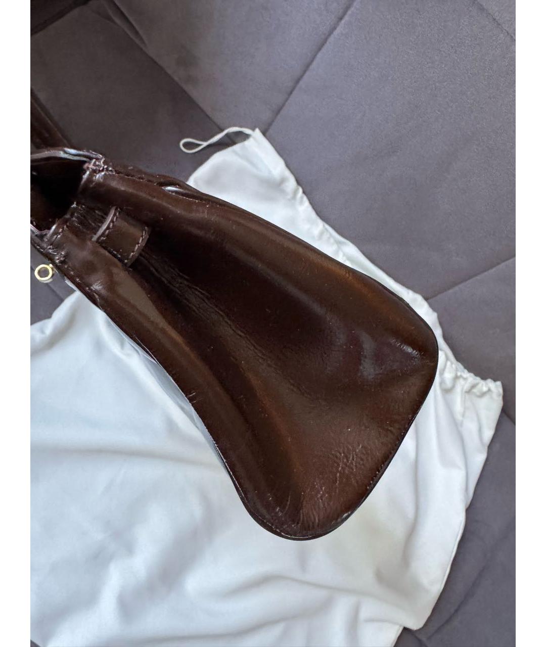 BALMAIN Коричневая сумка тоут из лакированной кожи, фото 3